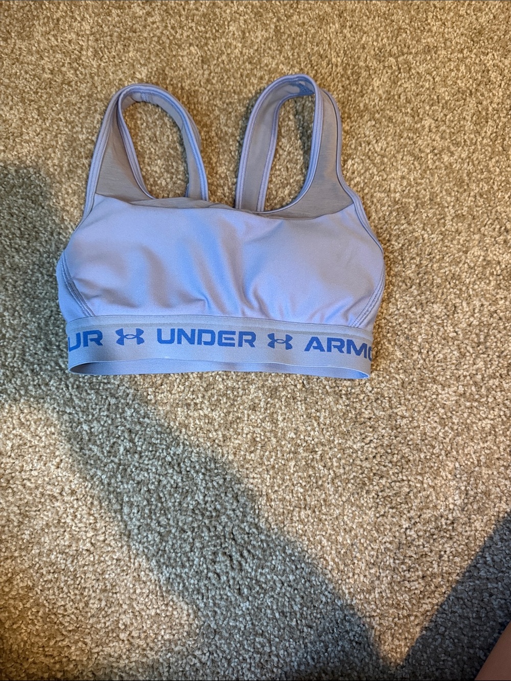 Under Armour Lavender Sports Bra with Blue Logo Band